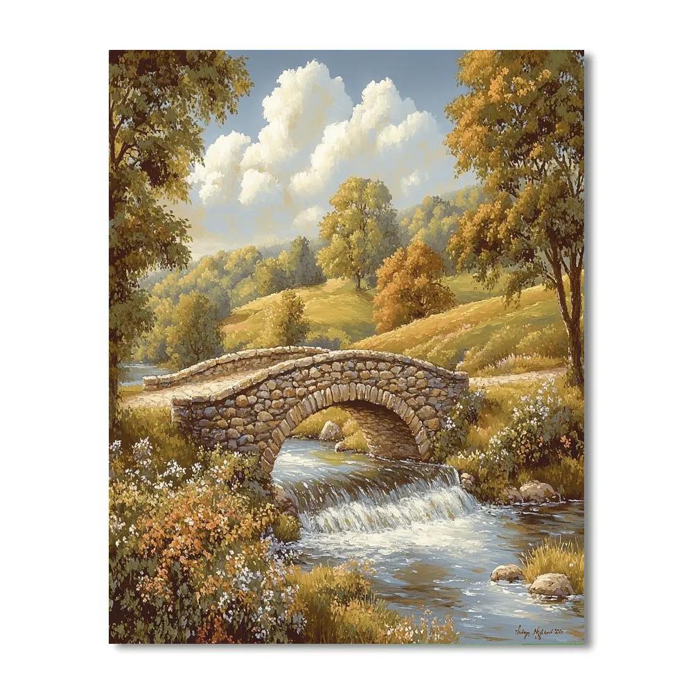 John Constable Inspired Countryside Bridge paint by numbers