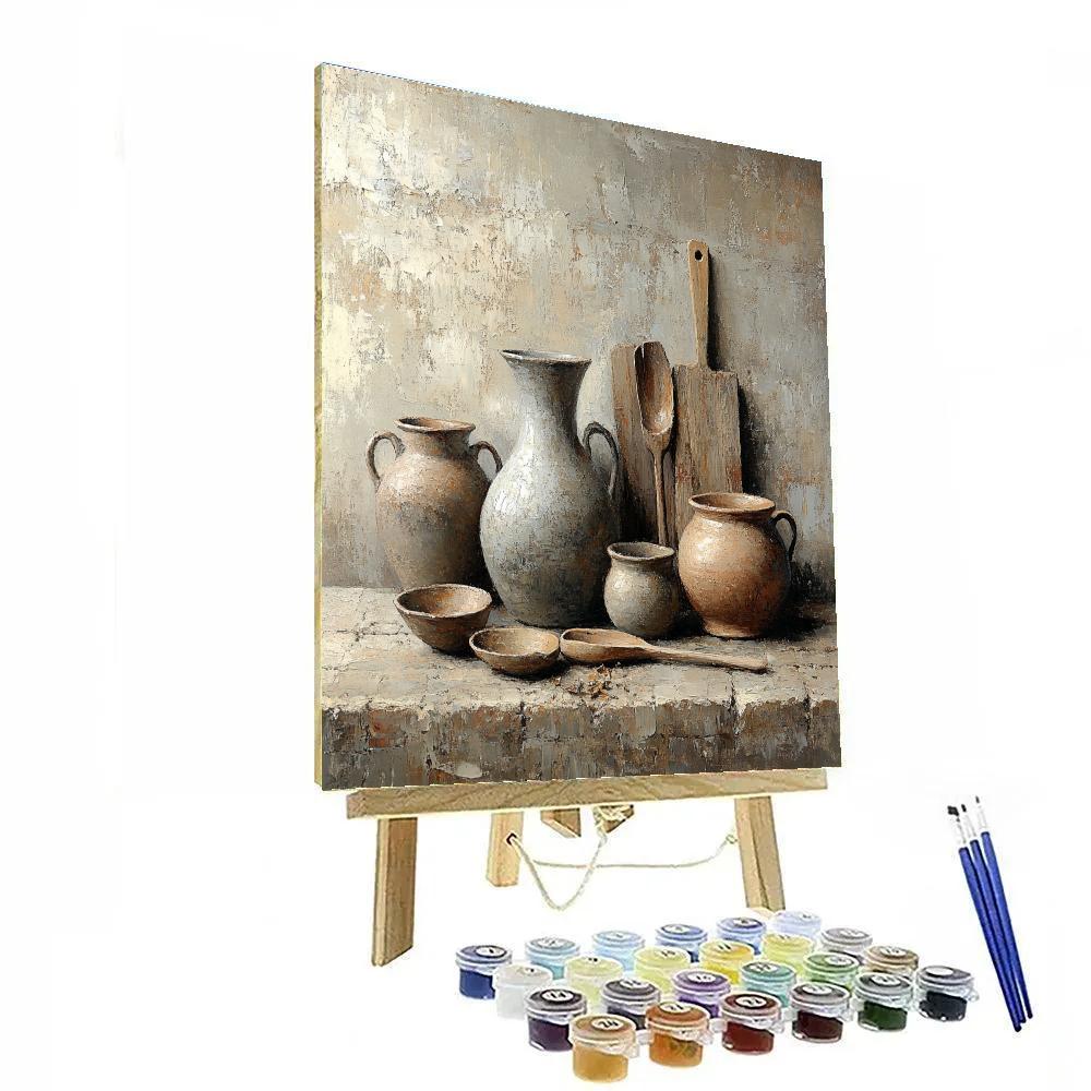 Diego Velazquez Inspired Earthenware Vessels With Kitchen Implements Painting by numbers kit