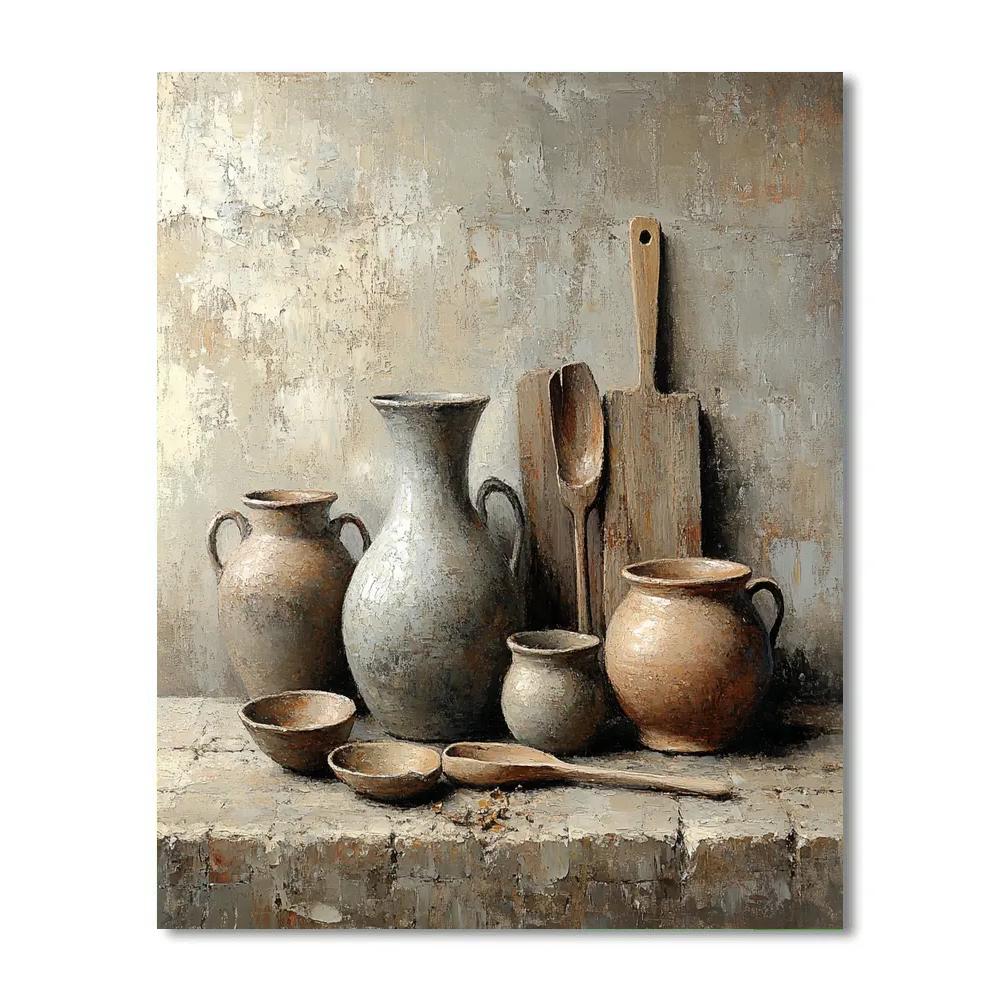 Diego Velazquez Inspired Earthenware Vessels With Kitchen Implements Painting by numbers kit
