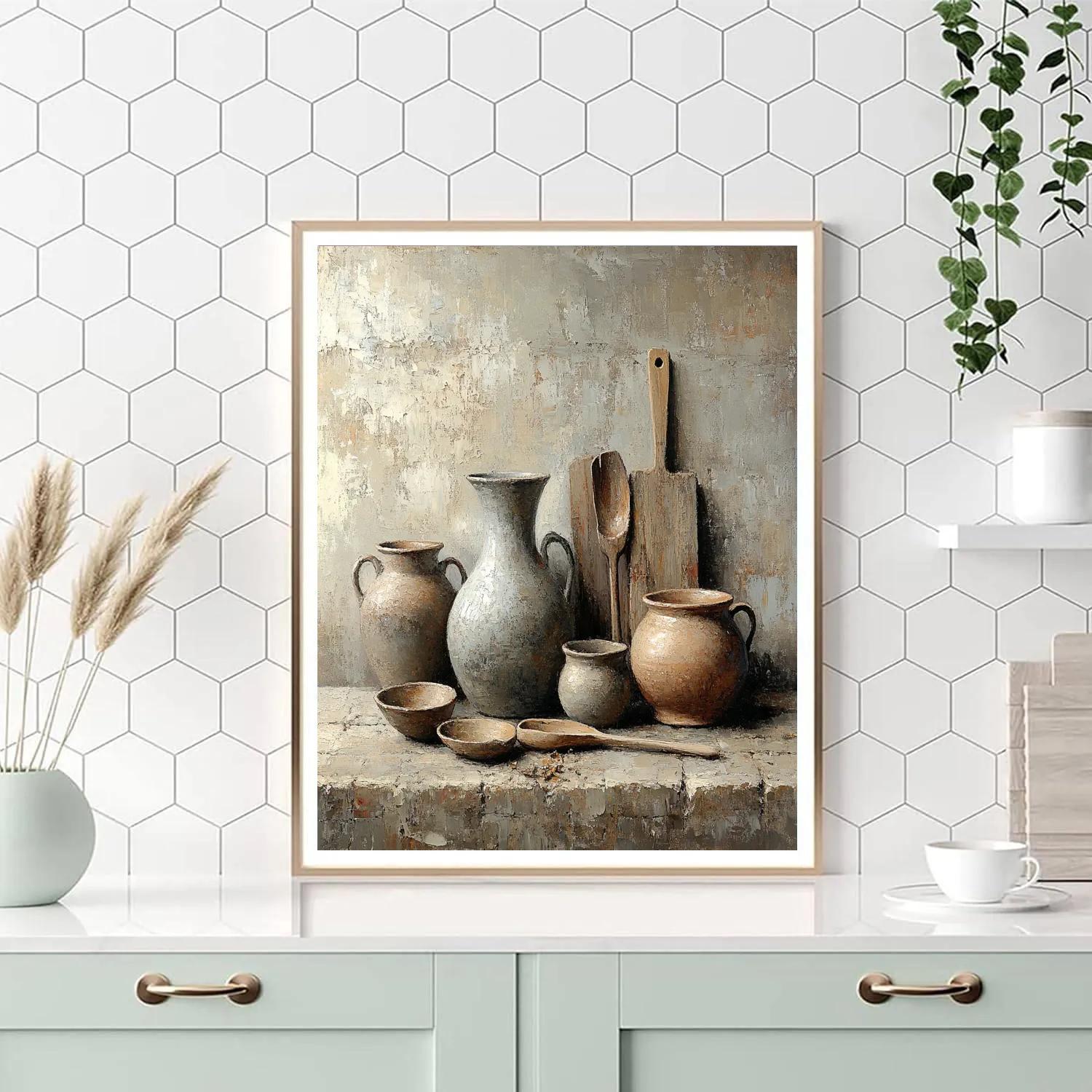 Diego Velazquez Inspired Earthenware Vessels With Kitchen Implements Painting by numbers kit