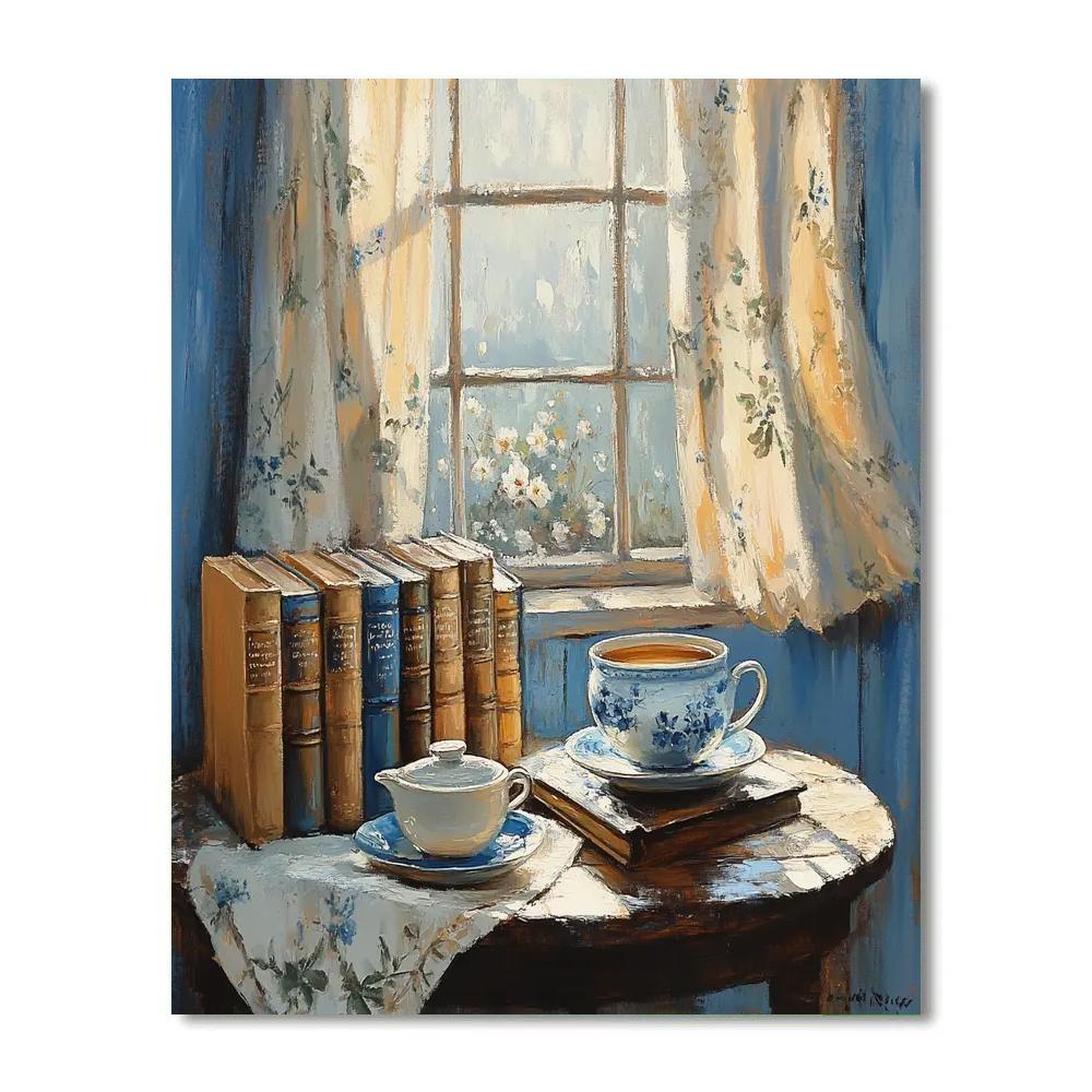 Vermeer Inspired Tea And Books DIY paint by numbers