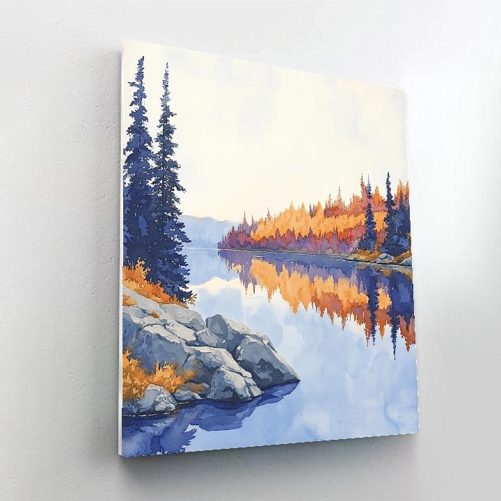 Franklin Carmichael Inspired Autumn Lake Reflections Painting by numbers kit