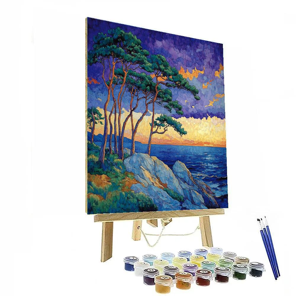 Emily Carr Inspired Windswept Coastal Pines At Dusk paint by number