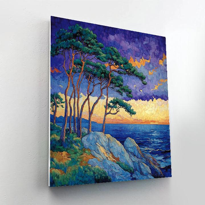 Emily Carr Inspired Windswept Coastal Pines At Dusk paint by number