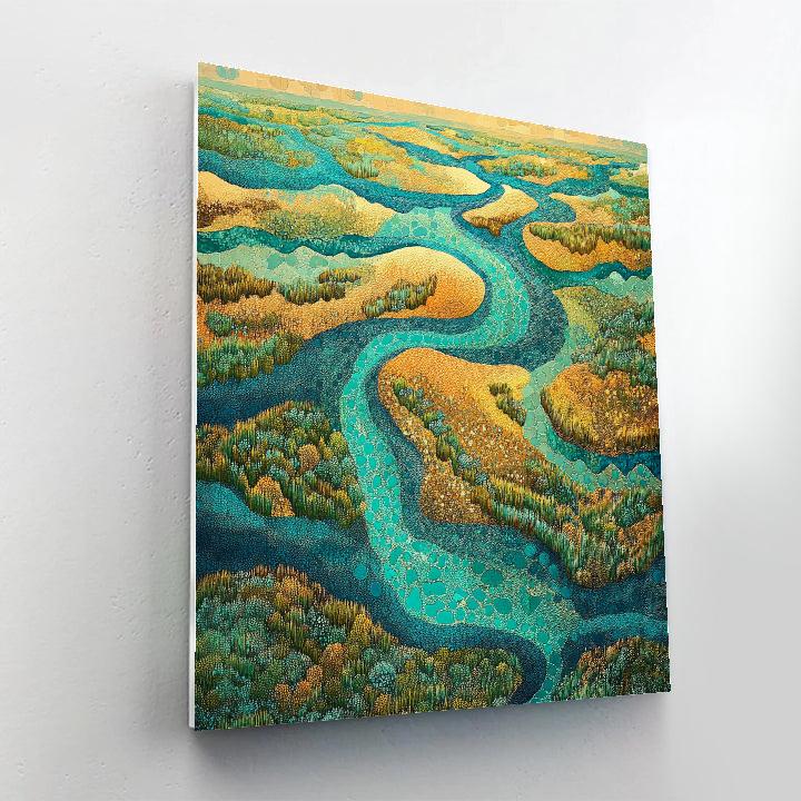 Georges Seurat Inspired Chromatic River Delta Paint by numbers art