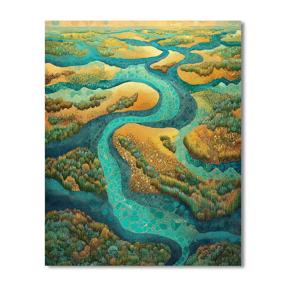 Georges Seurat Inspired Chromatic River Delta Paint by numbers art