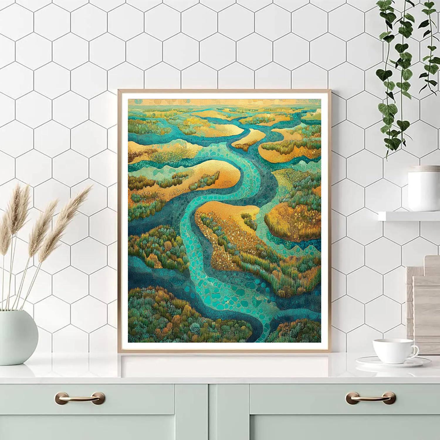 Georges Seurat Inspired Chromatic River Delta Paint by numbers art