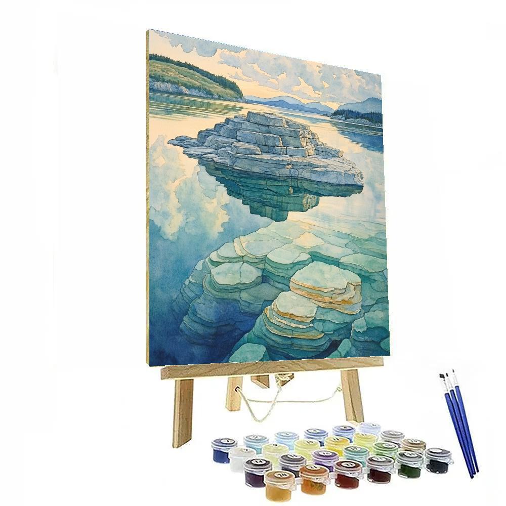 Franklin Carmichael Inspired Crystalline Island Reflections paint by number