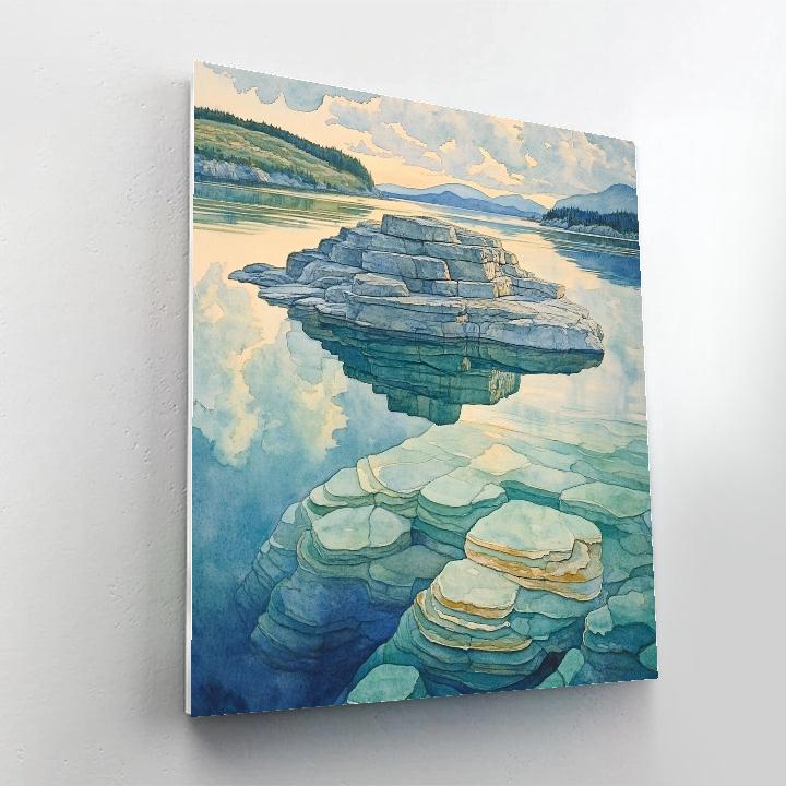 Franklin Carmichael Inspired Crystalline Island Reflections paint by number