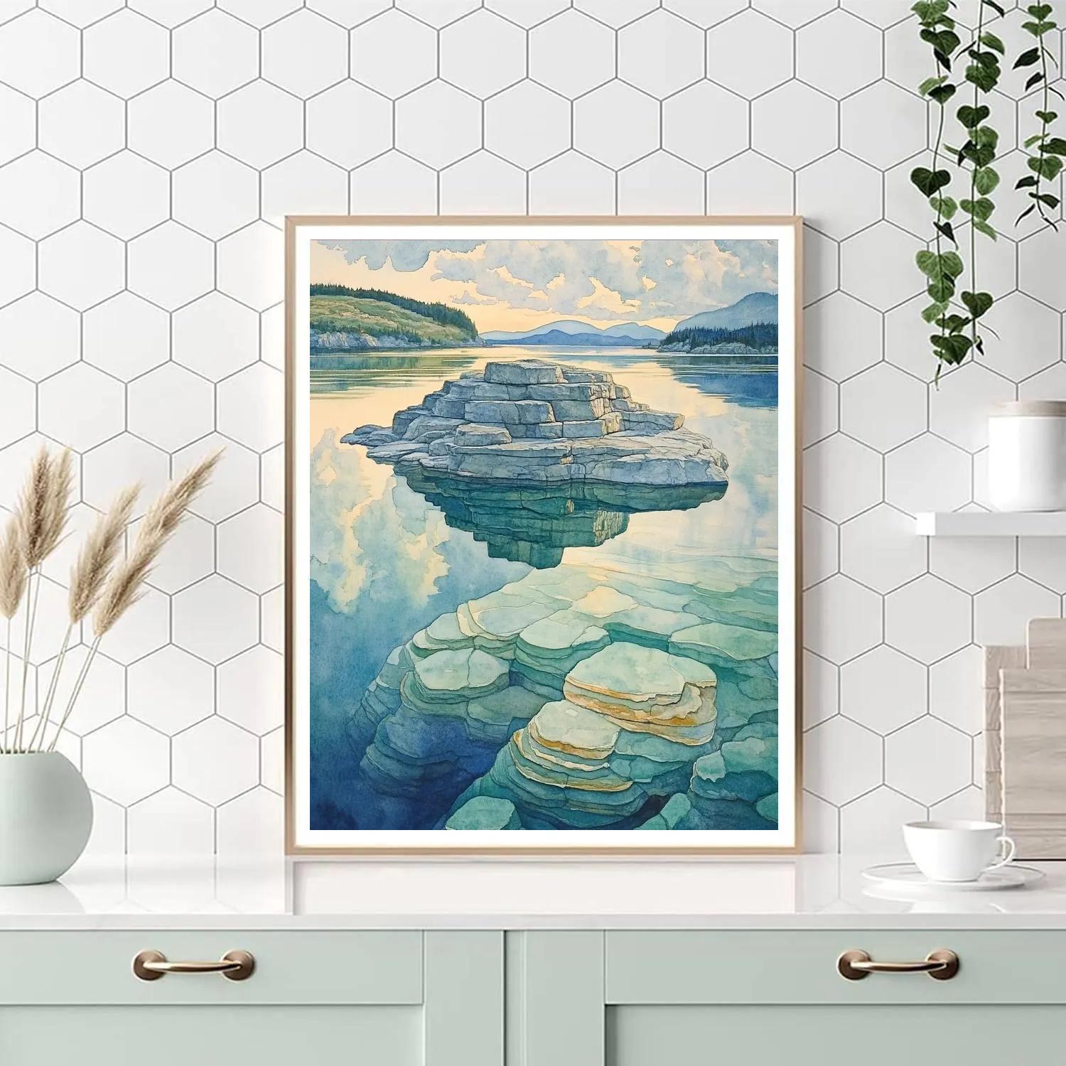 Franklin Carmichael Inspired Crystalline Island Reflections paint by number