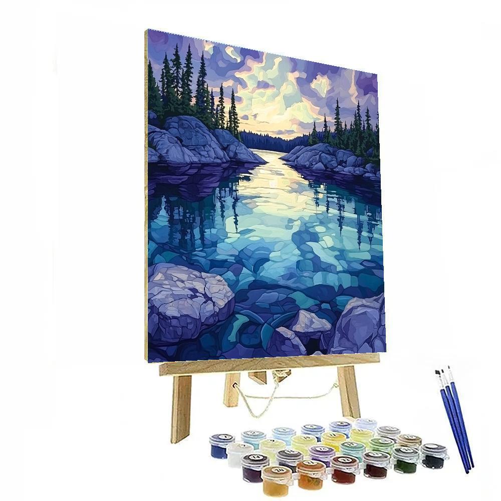 Franklin Carmichael Inspired Twilight On Jasper Lake Painting by numbers kit