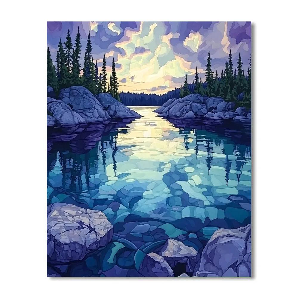 Franklin Carmichael Inspired Twilight On Jasper Lake Painting by numbers kit