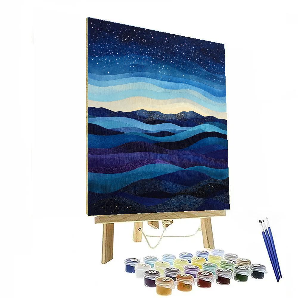 Georges Seurat Inspired Tidal Aurora Over Silent Constellations Number painting