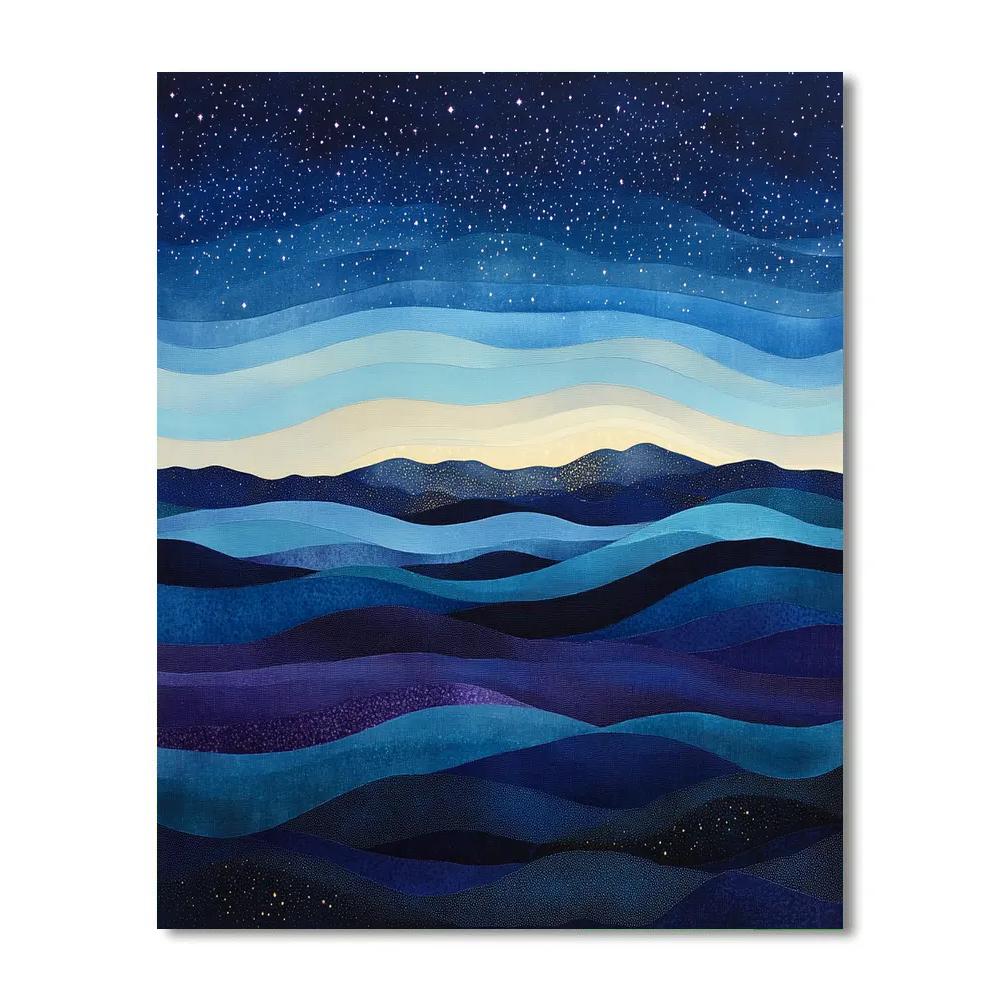 Georges Seurat Inspired Tidal Aurora Over Silent Constellations Number painting