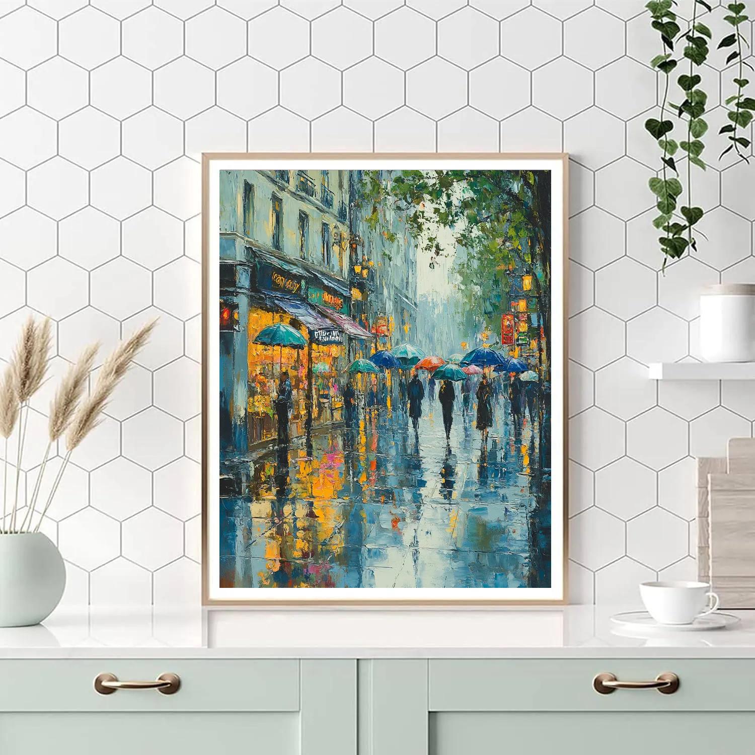 Claude Monet Inspired Rainy Street DIY paint by numbers