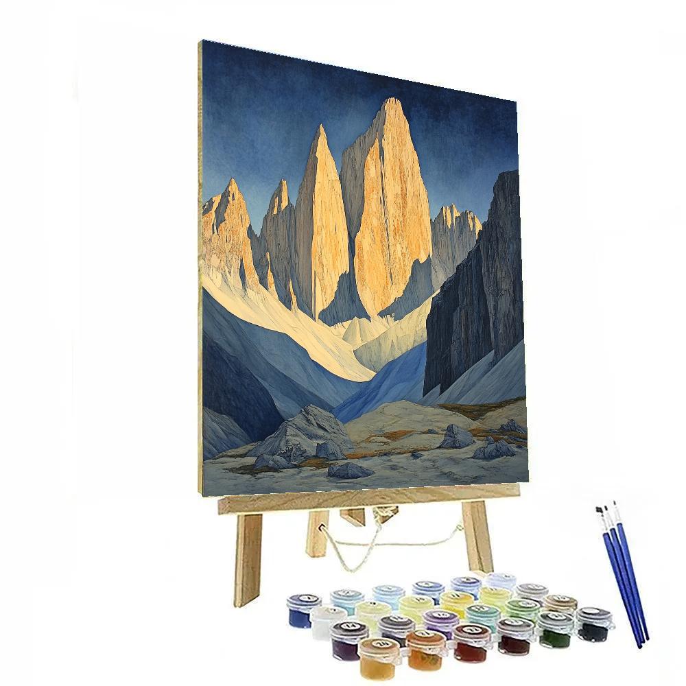 Michelangelo Inspired Mountain Landscape paint by color