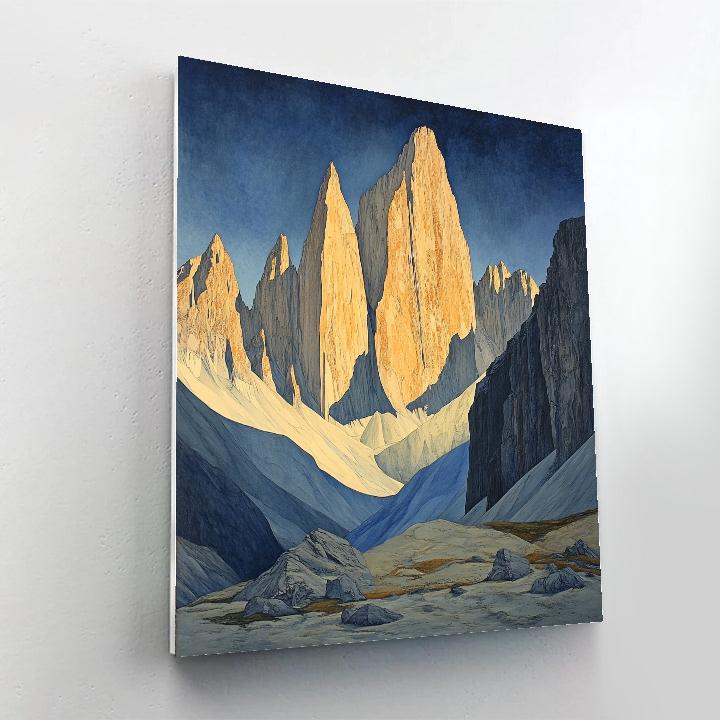 Michelangelo Inspired Mountain Landscape paint by color