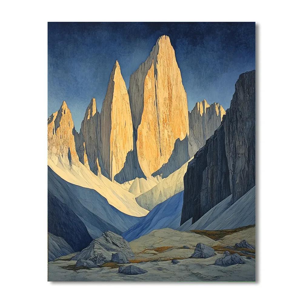 Michelangelo Inspired Mountain Landscape paint by color