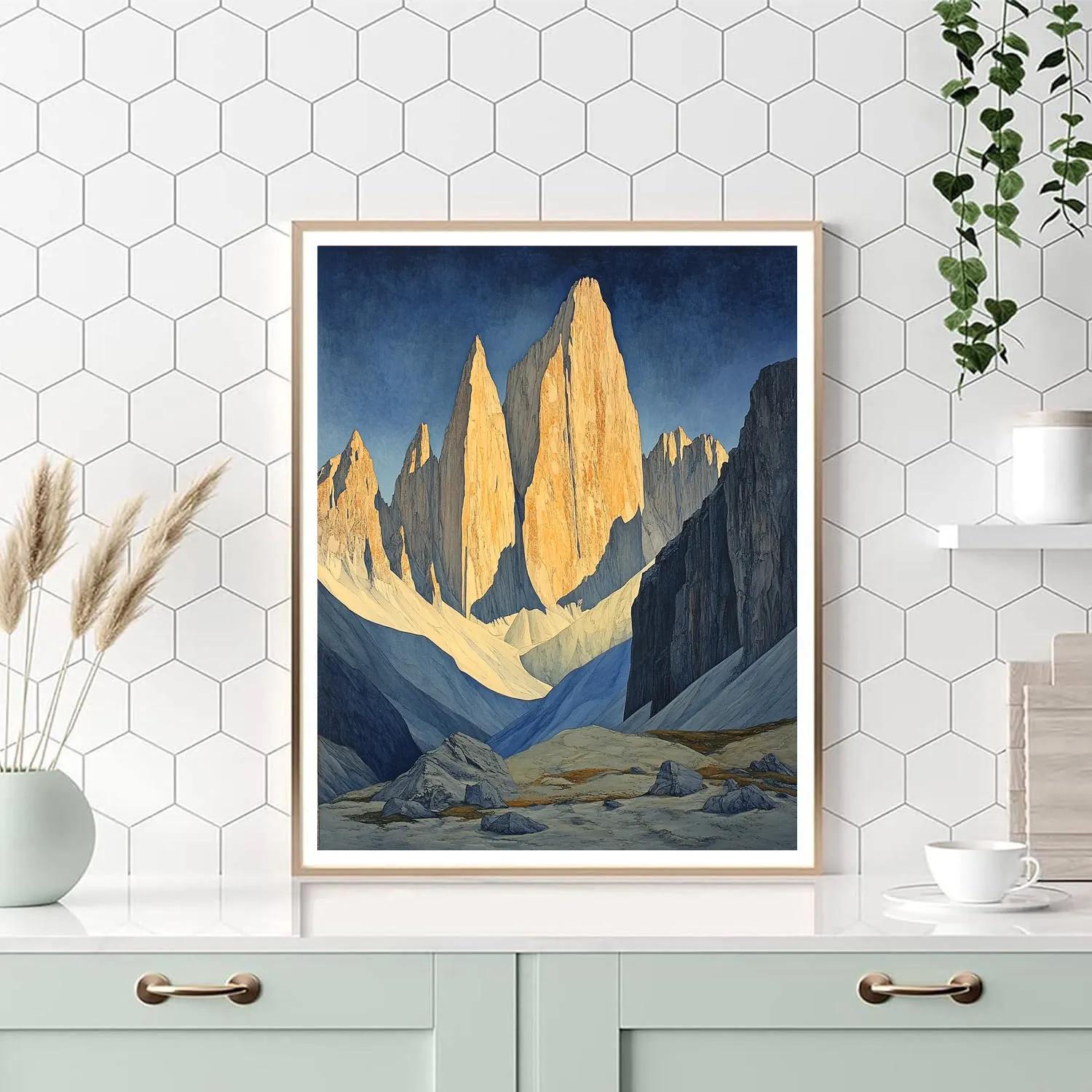 Michelangelo Inspired Mountain Landscape paint by color