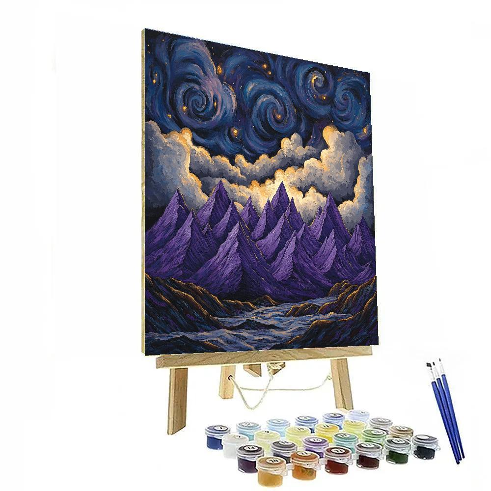 Frederick Varley Inspired Storm-Charged Violet Mountainscape DIY paint by numbers