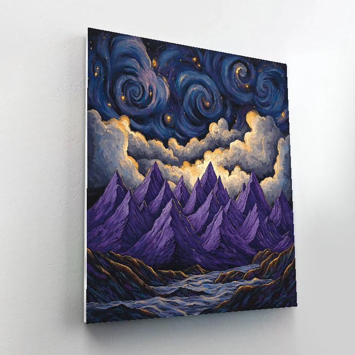 Frederick Varley Inspired Storm-Charged Violet Mountainscape DIY paint by numbers