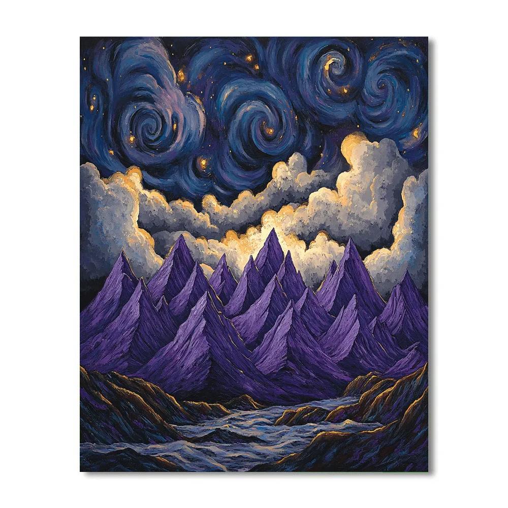 Frederick Varley Inspired Storm-Charged Violet Mountainscape DIY paint by numbers