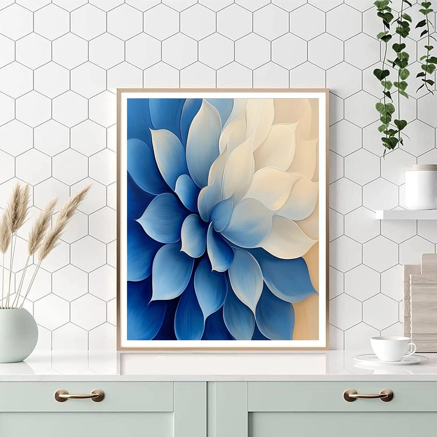 Georgia OKeeffe Inspired Cerulean Desert Blossom Close Up paint by number