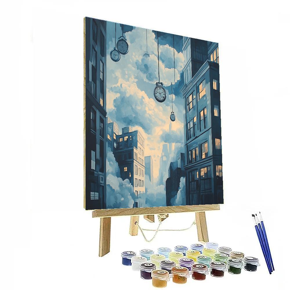 René Magritte Inspired Surreal Cityscape Number painting