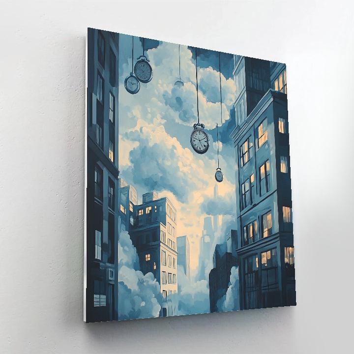 René Magritte Inspired Surreal Cityscape Number painting