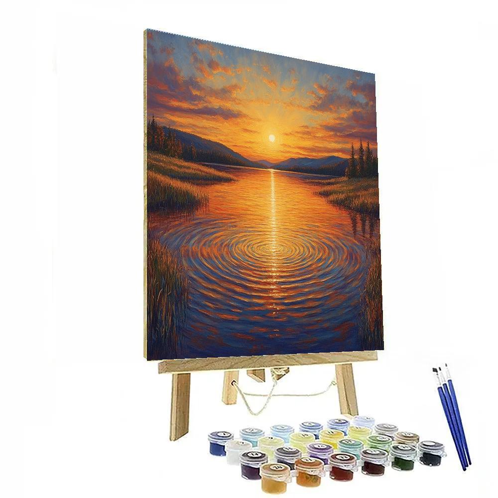 Frederick Varley Inspired Radiant Sunset Beyond Silent Lakes paint by color