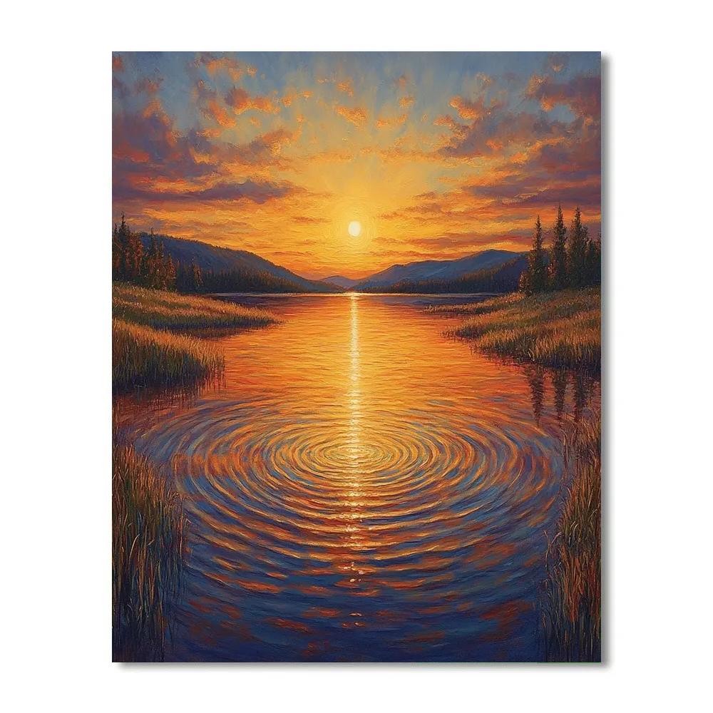 Frederick Varley Inspired Radiant Sunset Beyond Silent Lakes paint by color
