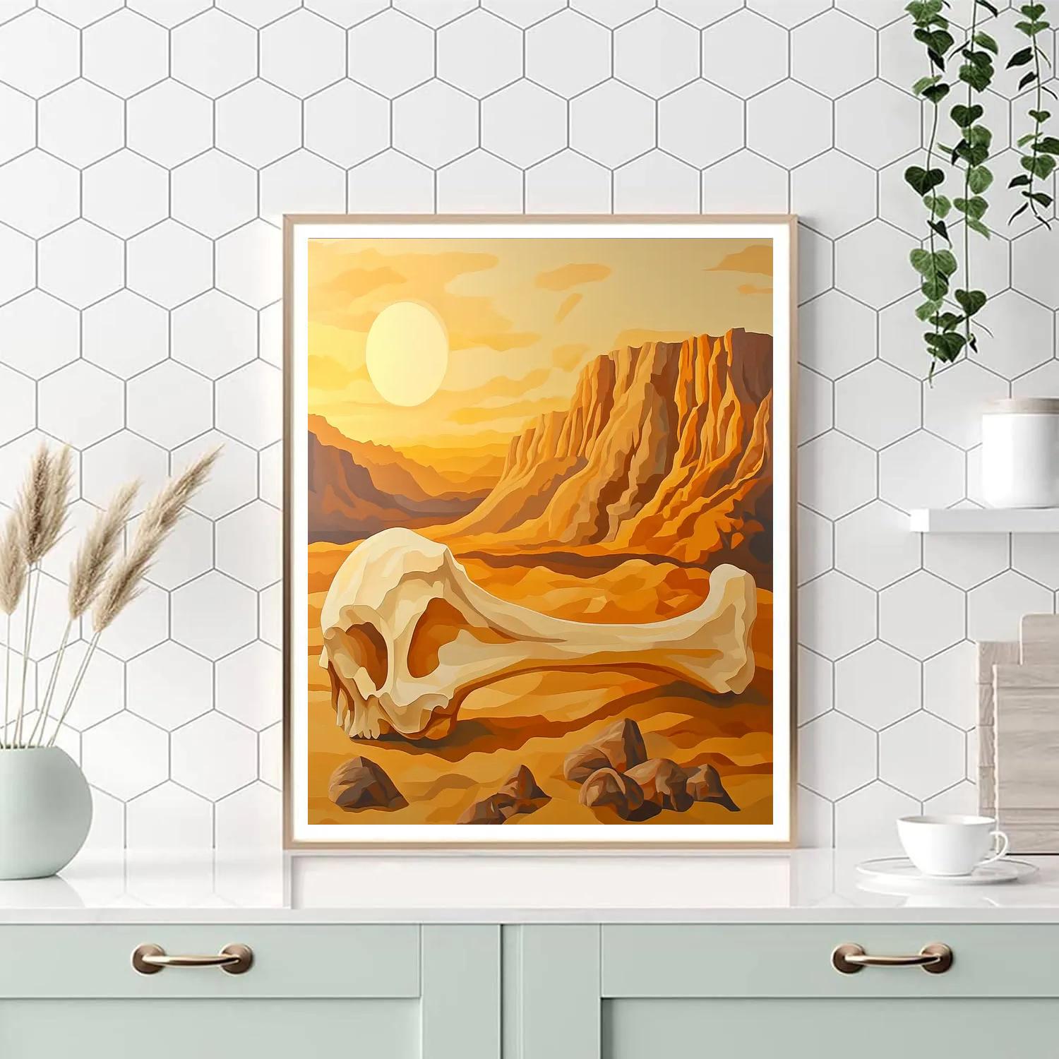 Georgia OKeeffe Inspired Radiant Sandy Bone Silhouette Numbered painting kits