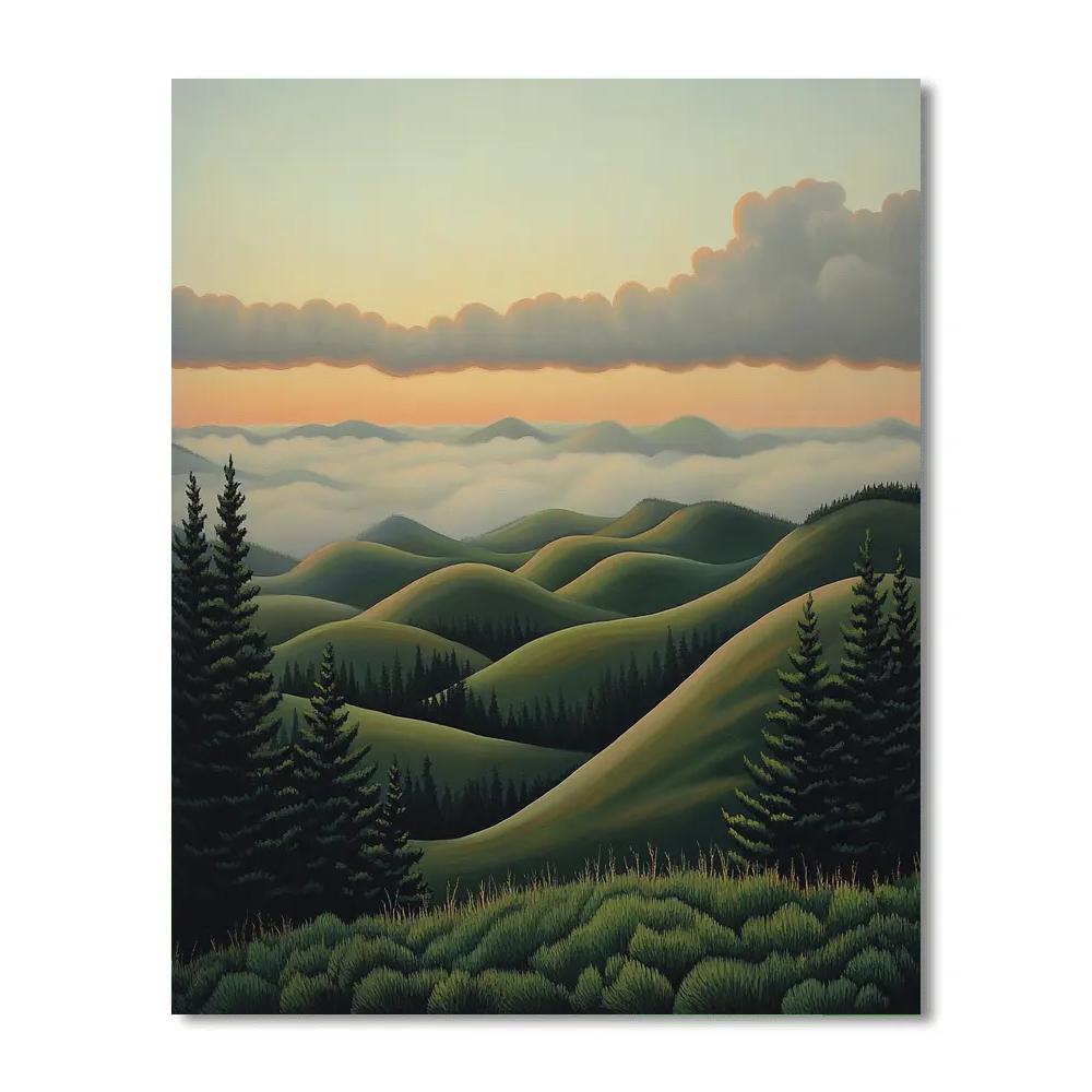 J. E. H. MacDonald Inspired Misty Morning Over Algoma Hills Painting by numbers kit