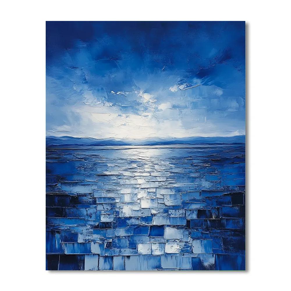 Jean-Paul Riopelle Inspired Icy Northern Sky Mosaic DIY paint by numbers