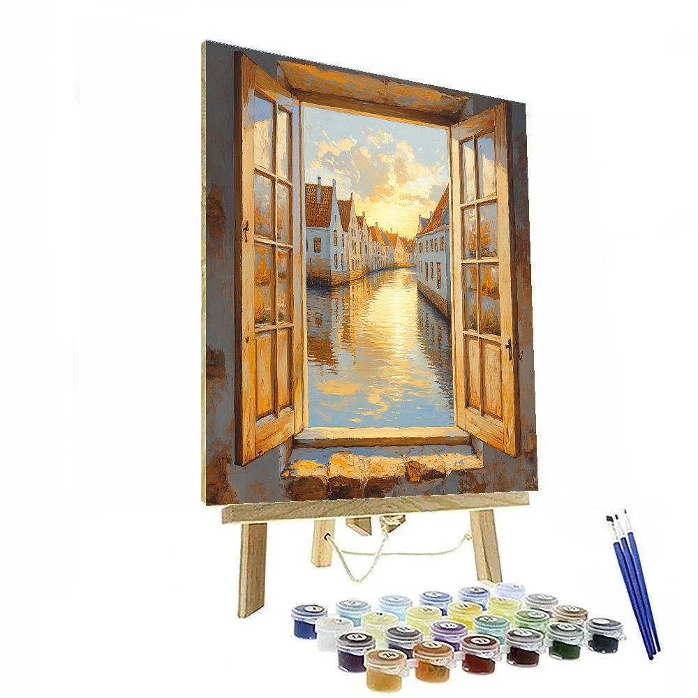 Johannes Vermeer Inspired Golden Hour Canal View Paint by numbers kits