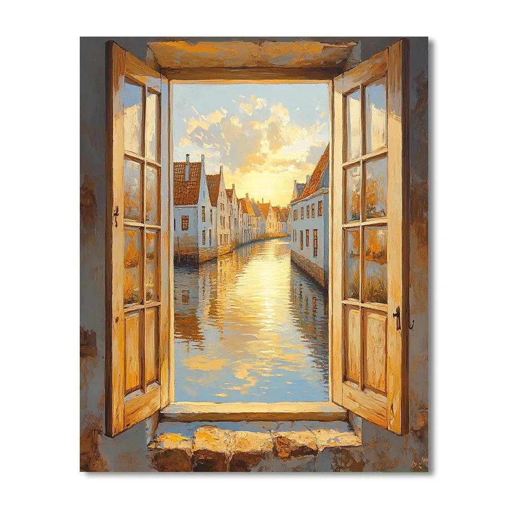 Johannes Vermeer Inspired Golden Hour Canal View Paint by numbers kits