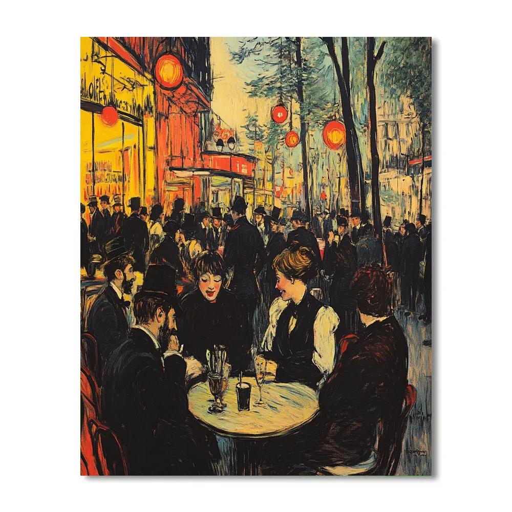 Henri De Toulouse-Lautrec Inspired Paris Cafe paint by color