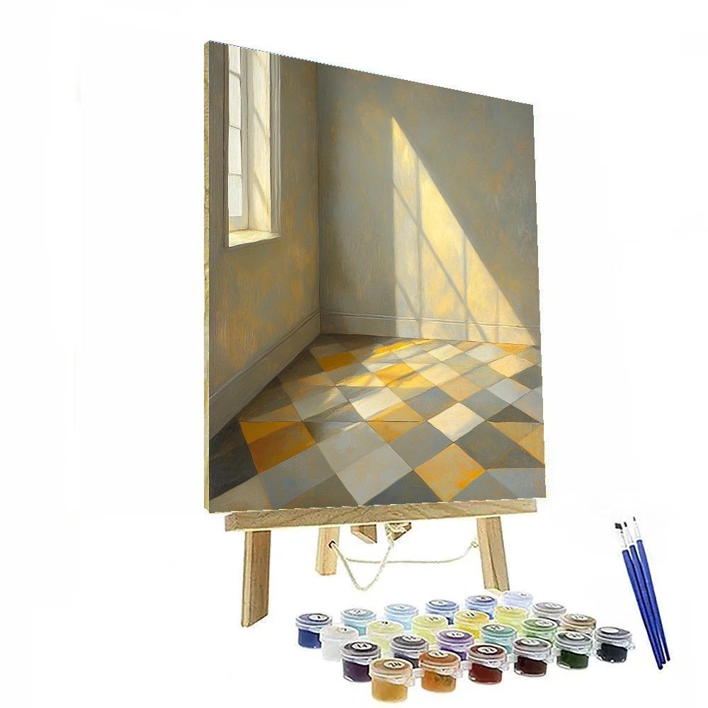 Johannes Vermeer Inspired Tiled Floor With Sunbeam Patterns Paint by numbers art