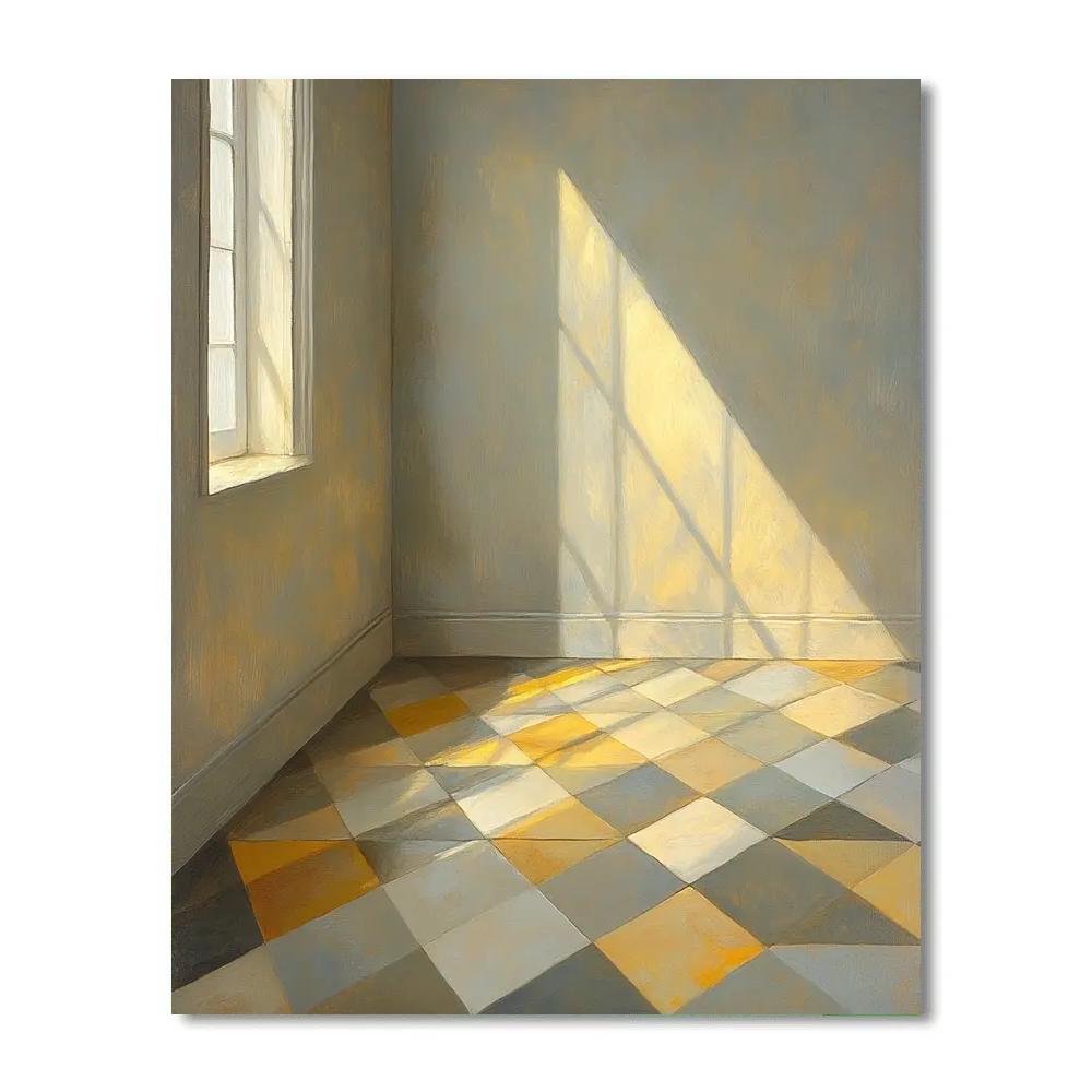 Johannes Vermeer Inspired Tiled Floor With Sunbeam Patterns Paint by numbers art