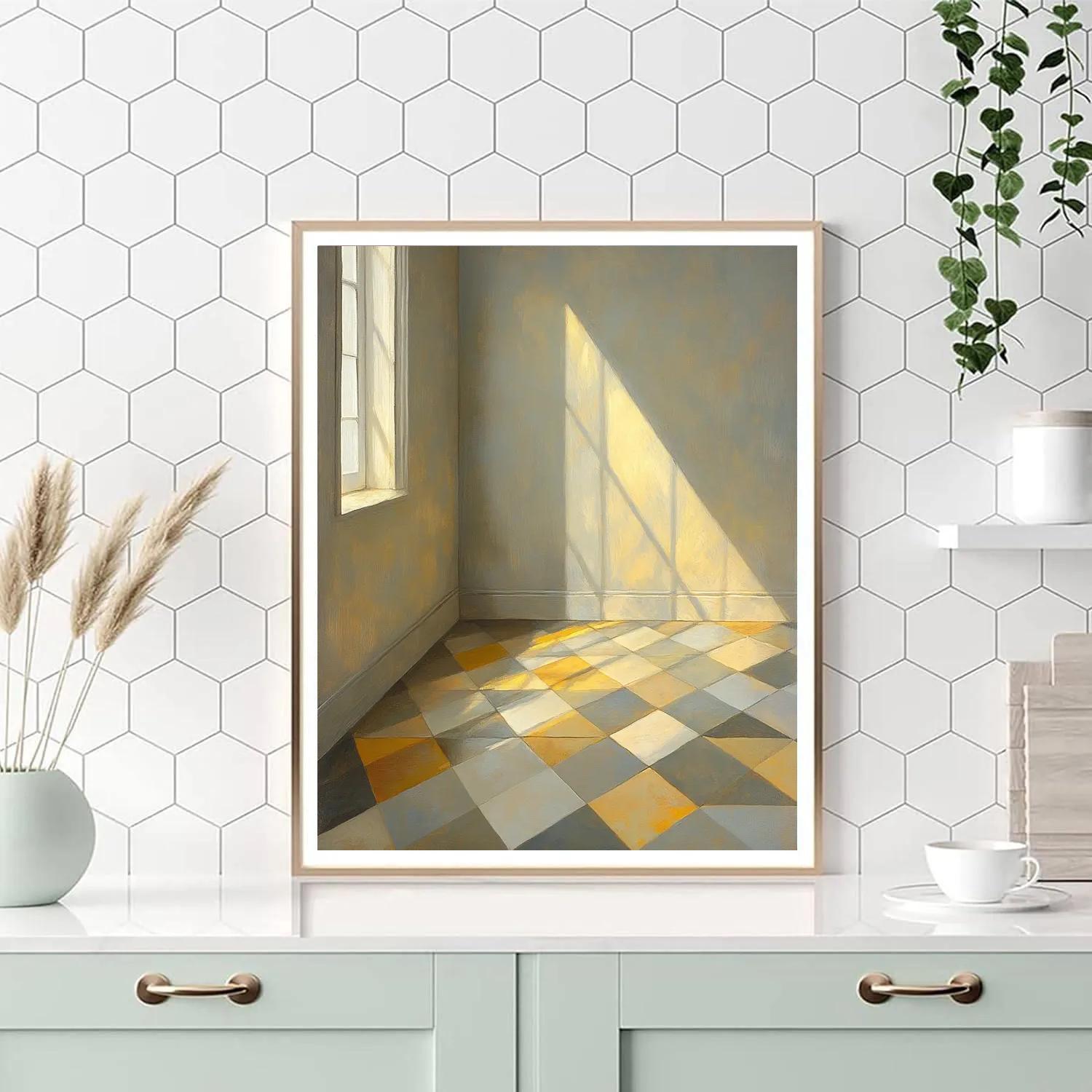 Johannes Vermeer Inspired Tiled Floor With Sunbeam Patterns Paint by numbers art