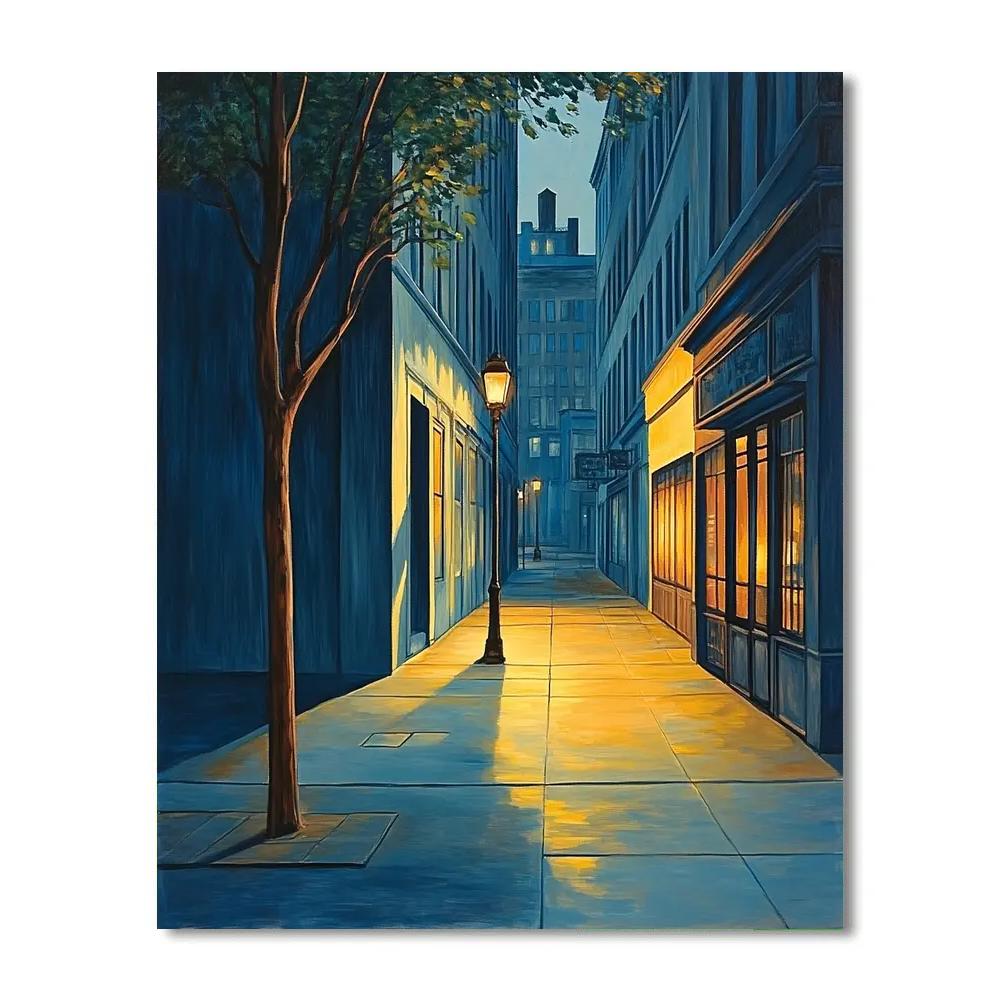 Edward Hopper Inspired Quiet City Streets paint by numbers