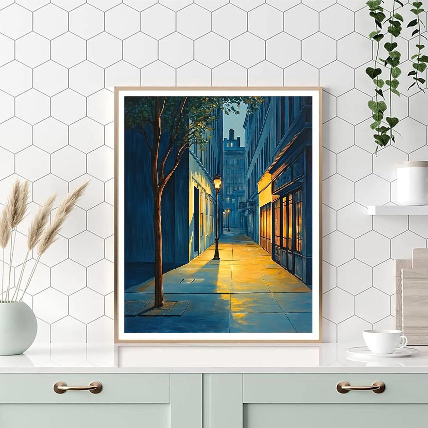 Edward Hopper Inspired Quiet City Streets paint by numbers
