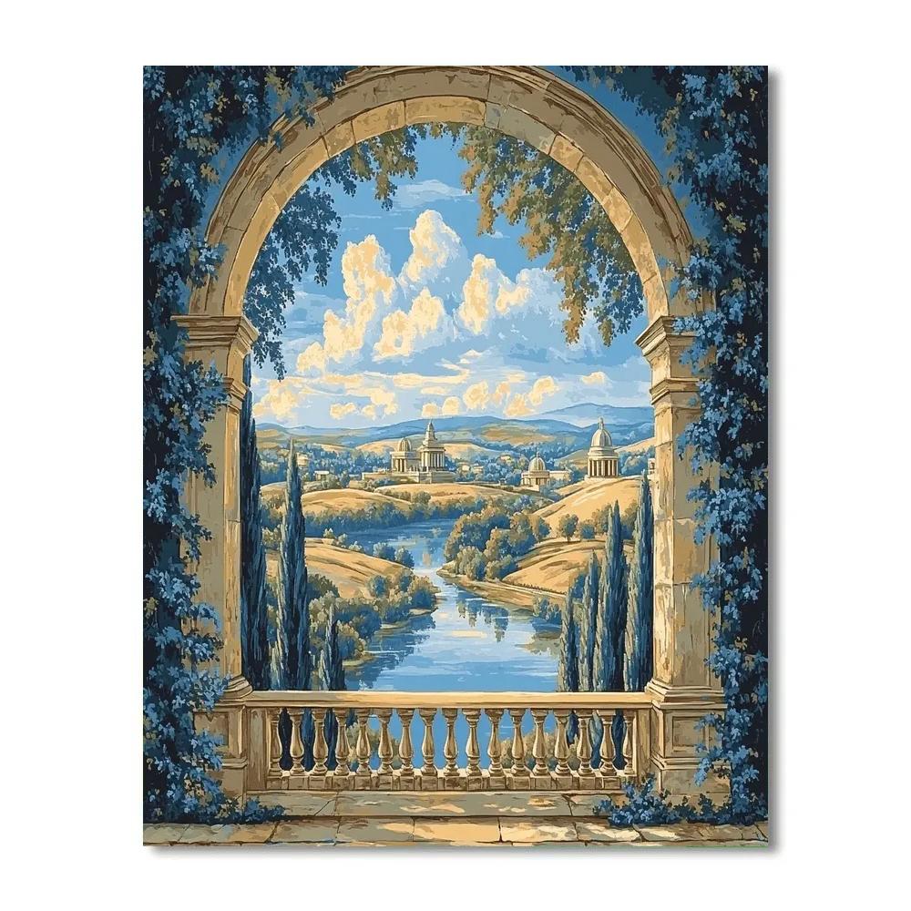 Raphael Inspired Luminous Arched Vista paint by number
