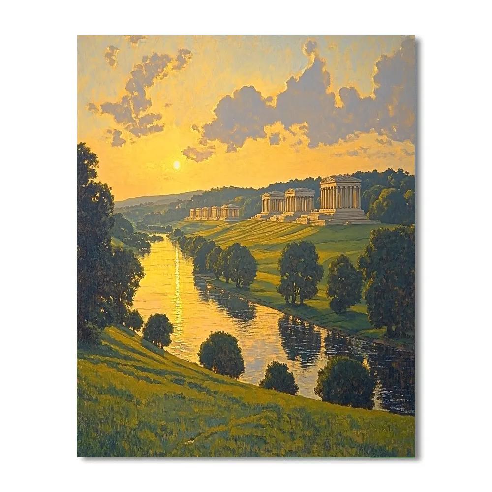 Raphael Inspired Golden Temples At Dawn DIY paint by numbers