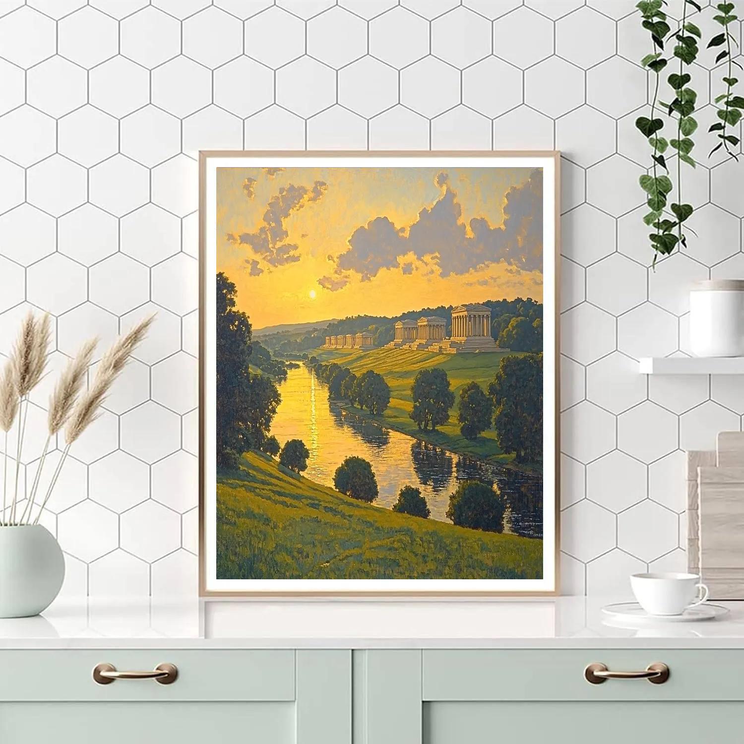 Raphael Inspired Golden Temples At Dawn DIY paint by numbers