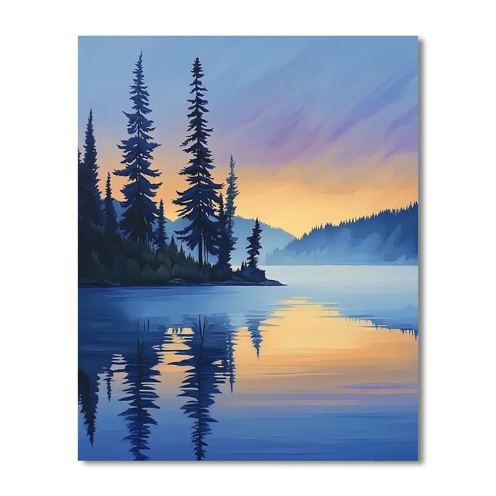Lawren Harris Inspired Quiet Northern Lake At Dawn painting number kit