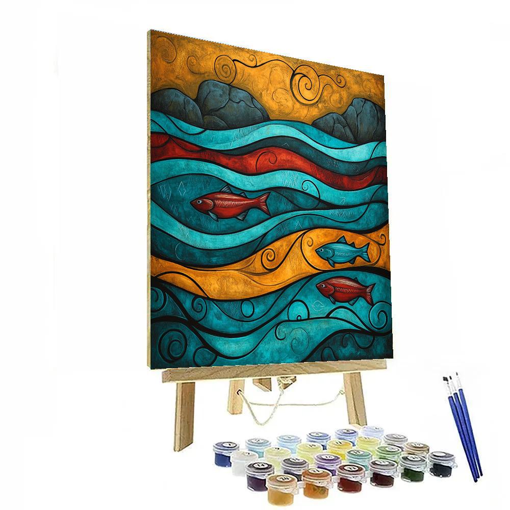 Norval Morrisseau Inspired Salmon Dance Of River Veils Paint by numbers art