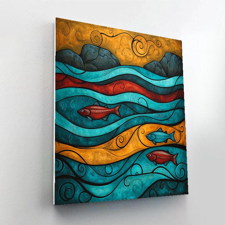 Norval Morrisseau Inspired Salmon Dance Of River Veils Paint by numbers art