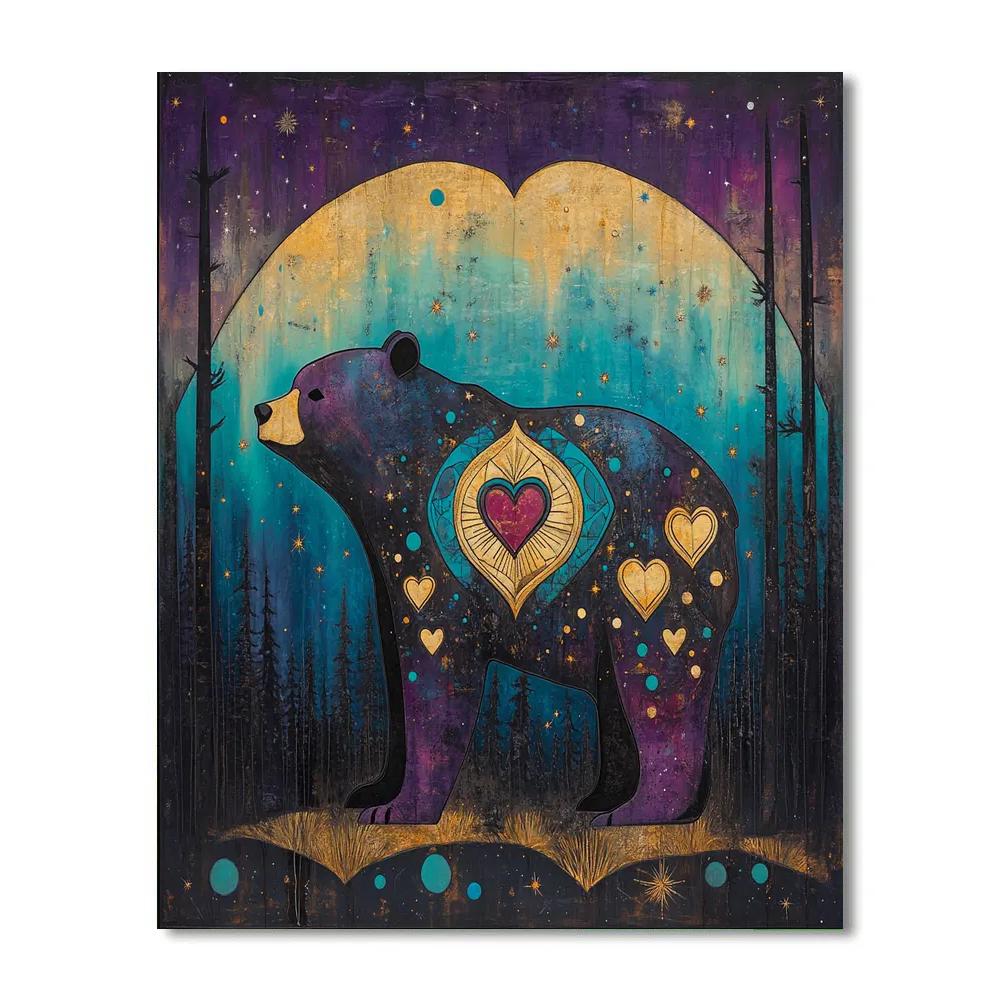 Norval Morrisseau Inspired Bear Of Aurora Heart Painting by numbers kit