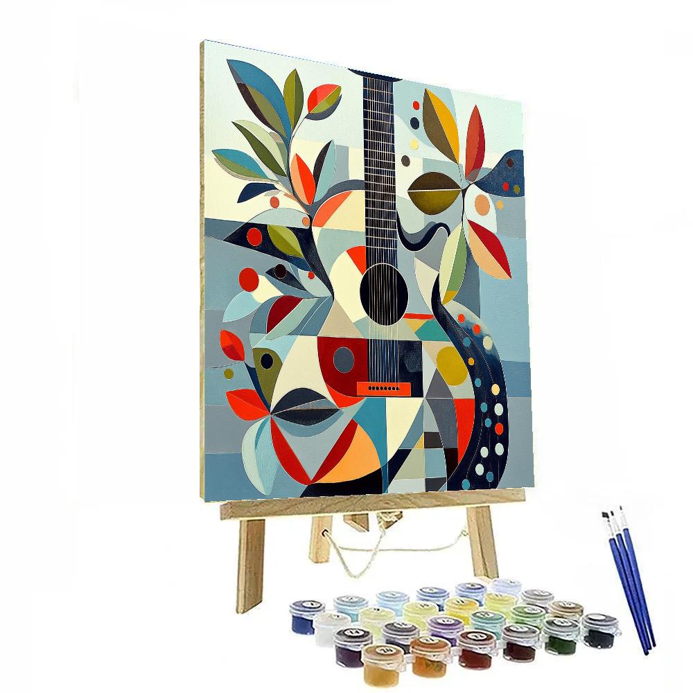 Pablo Picasso Inspired Cubist Guitar Bouquet paint by color